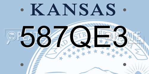 587QE3 Kansas License Plate
