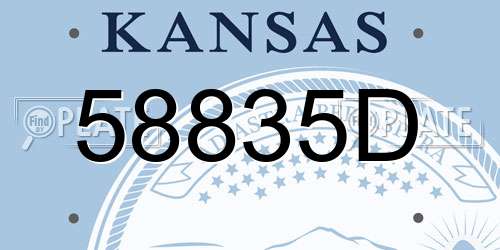 58835D Kansas License Plate