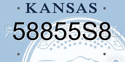 58855S8 Kansas License Plate