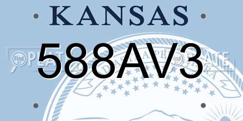 588AV3 Kansas License Plate