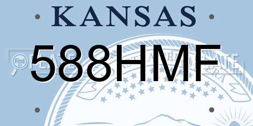 588HMF Kansas License Plate