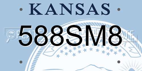 588SM8 Kansas License Plate