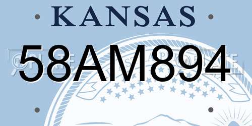 58AM894 Kansas License Plate