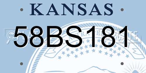 58BS181 Kansas License Plate