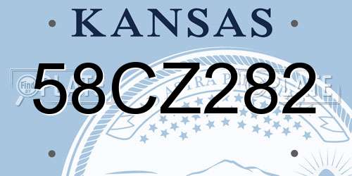 58CZ282 Kansas License Plate