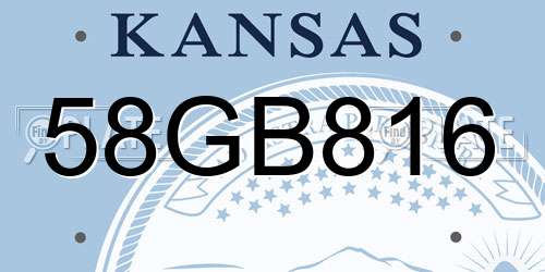 58GB816 Kansas License Plate