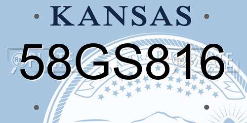58GS816 Kansas License Plate