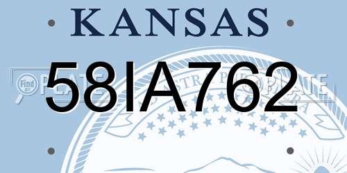 58IA762 Kansas License Plate