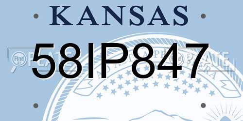 58IP847 Kansas License Plate