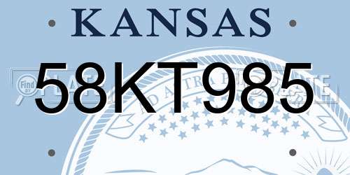 58KT985 Kansas License Plate