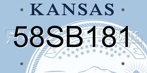 58SB181 Kansas License Plate