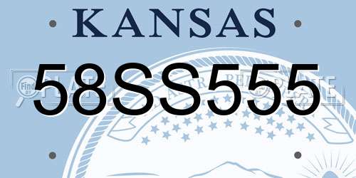 58SS555 Kansas License Plate