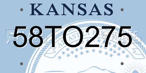 58TO275 Kansas License Plate