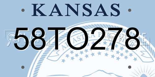 58TO278 Kansas License Plate