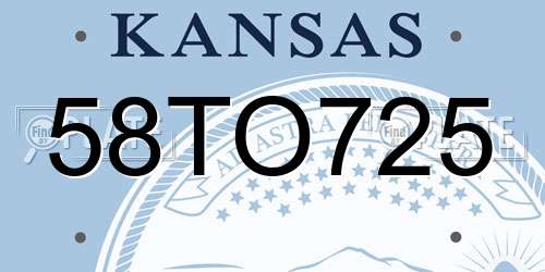58TO725 Kansas License Plate