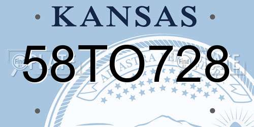 58TO728 Kansas License Plate