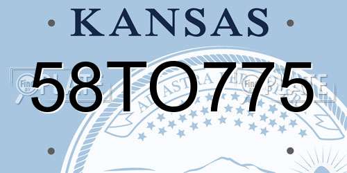 58TO775 Kansas License Plate