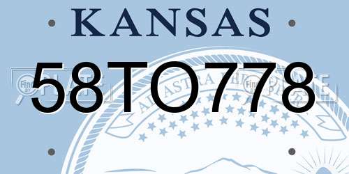 58TO778 Kansas License Plate