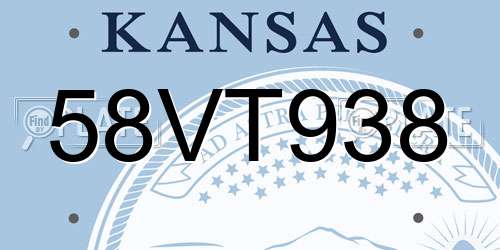 58VT938 Kansas License Plate