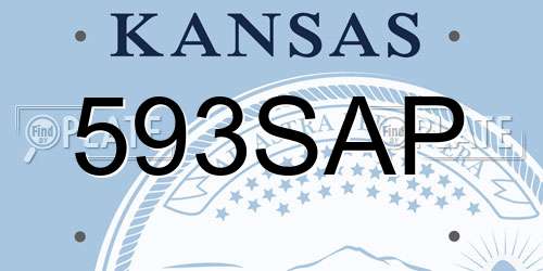 593SAP Kansas License Plate