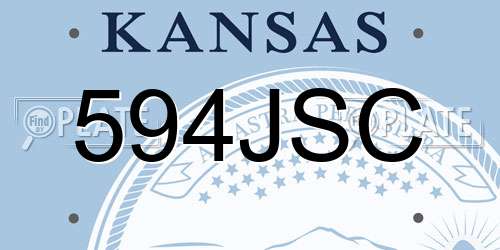 594JSC Kansas License Plate