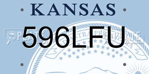596LFU Kansas License Plate