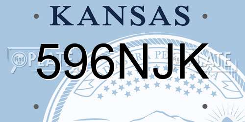 596NJK Kansas License Plate