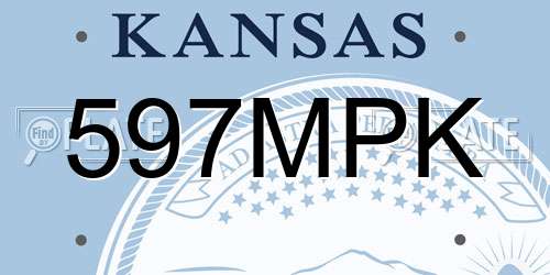 597MPK Kansas License Plate