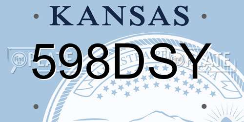 598DSY Kansas License Plate