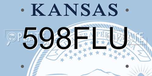 598FLU Kansas License Plate
