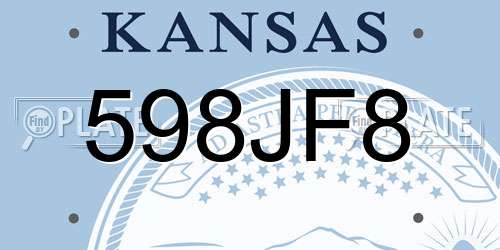 598JF8 Kansas License Plate