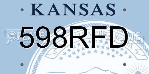 598RFD Kansas License Plate