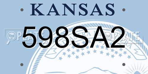 598SA2 Kansas License Plate