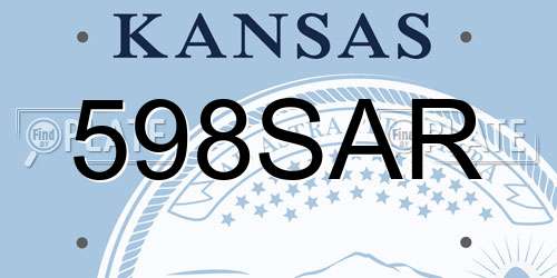 598SAR Kansas License Plate