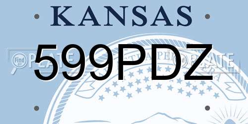 599PDZ Kansas License Plate