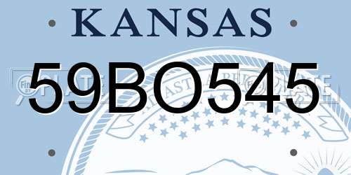 59BO545 Kansas License Plate
