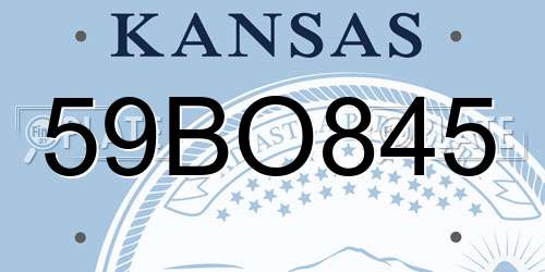 59BO845 Kansas License Plate