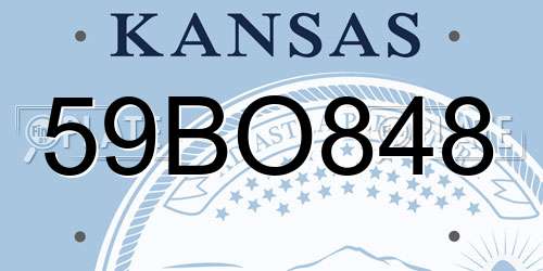 59BO848 Kansas License Plate