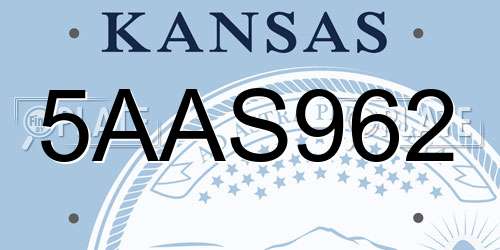 5AAS962 Kansas License Plate