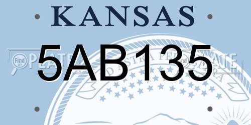 5AB135 Kansas License Plate