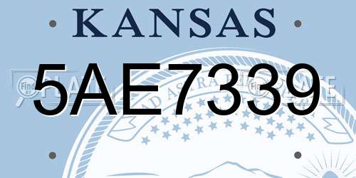 5AE7339 Kansas License Plate