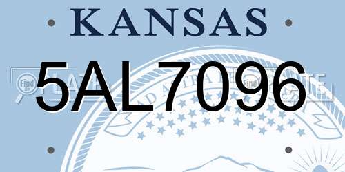 5AL7096 Kansas License Plate