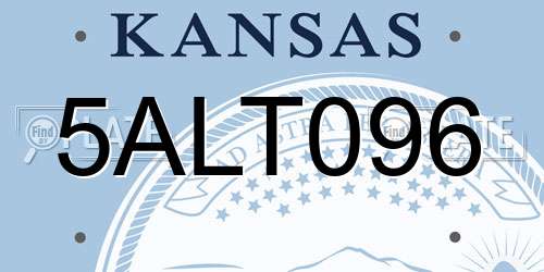 5ALT096 Kansas License Plate