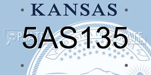 5AS135 Kansas License Plate