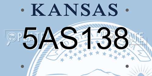 5AS138 Kansas License Plate
