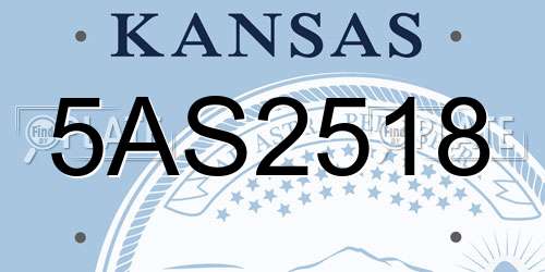 5AS2518 Kansas License Plate