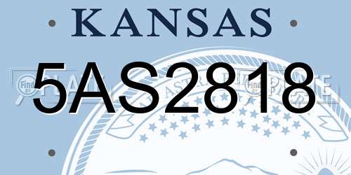 5AS2818 Kansas License Plate