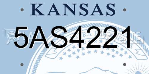 5AS4221 Kansas License Plate