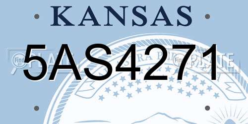 5AS4271 Kansas License Plate