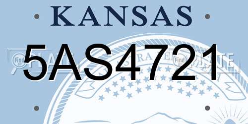 5AS4721 Kansas License Plate